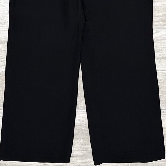 Armani Collezioni Mid Rise Wide Leg Silk Blend Trouser Pants in Black Size 12 - Picture 7 of 16